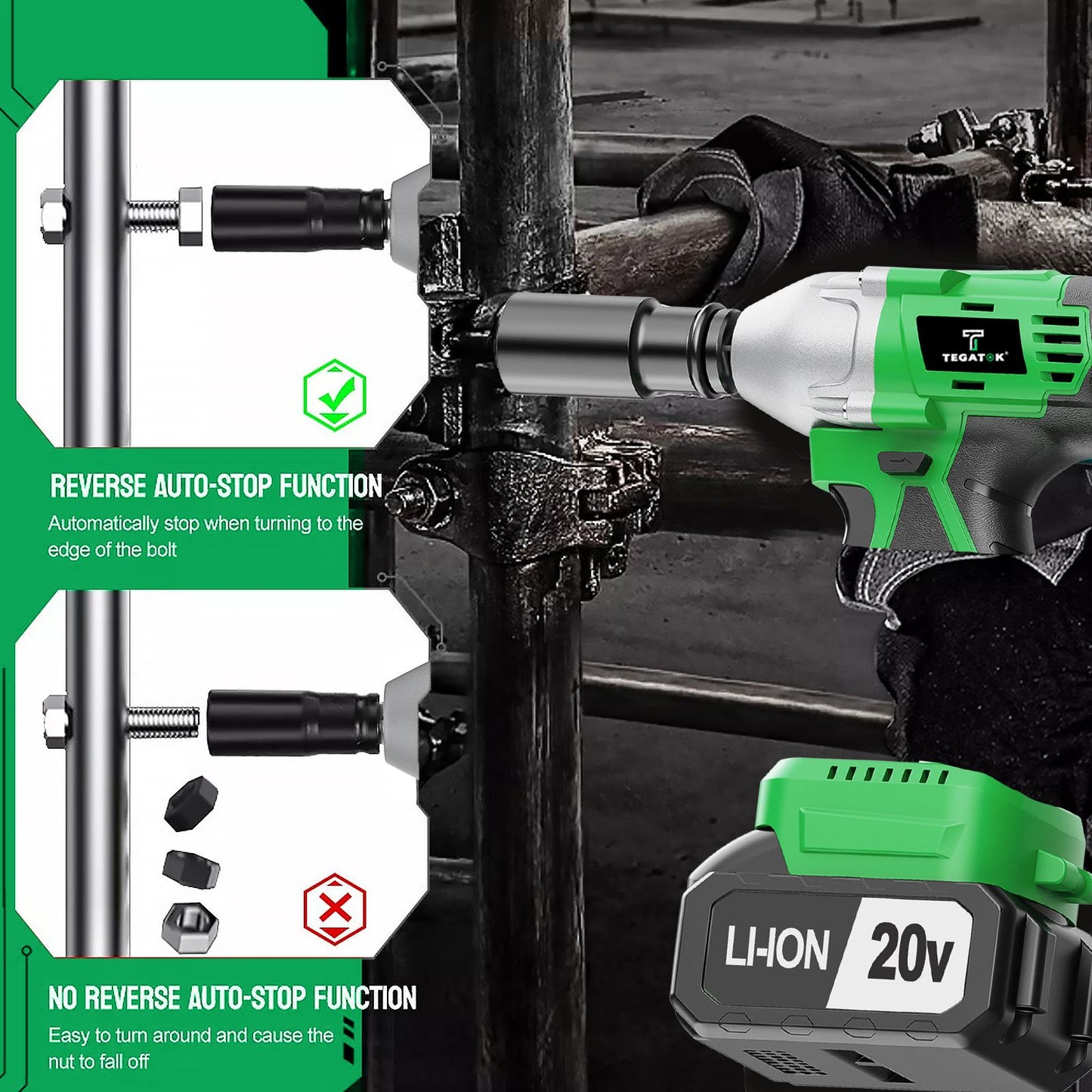 Chave Elétrica 3 EM 1 com Alto Torque 430Nm Chave Elétrica Sem Escovas para Ferramentas de Manutenção Automotiva Chave Sem Fio 20V Elétrica
