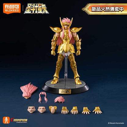 Em Estoque blokees originais Saint Seiya Champion Series Conjunto de Bonecos de Ação Camus Hyoga Boneco de Anime Colecionável Montado Presente de Natal