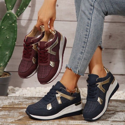 New Big Size Women Sneakers Breathable Lace-up Casual Sneakers Outdoor Lightweight Shoes Women Walking Anti-slip Platform Shoes