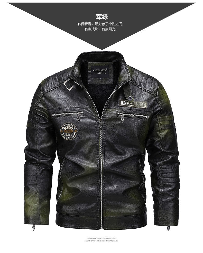 Quality New Male Casual Leather Jackets 7XL Autumn Winter Men Stand Collar Motorcycle Leather Jackets Vintage Leather Coat