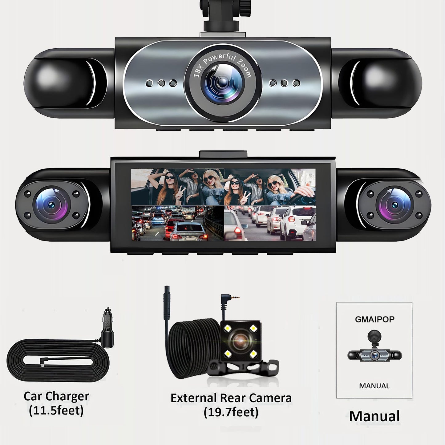 4 Channel Dash Cam 360° Car Video Recorder Black Box with Night Vision 24/7 Parking Monitor G-Sensor Loop Recording auto parts
