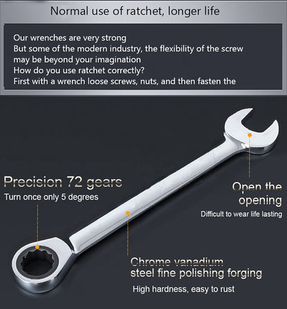 Ratchet Combination Metric Wrench Set Hand Tools Torque Gear Socket Nut Tools A Set of Key