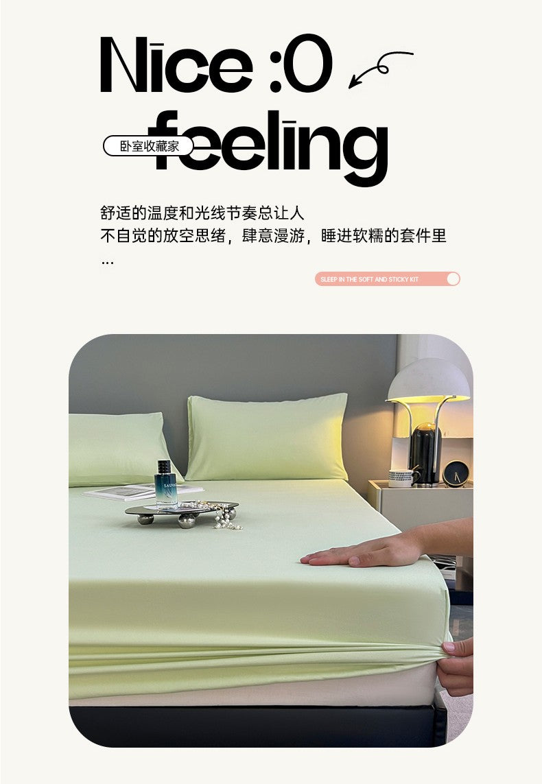 A 3-piece solid-color bed cover and pillowcase set, including 1 bed cover +2 pillowcases (without cores), machine washable