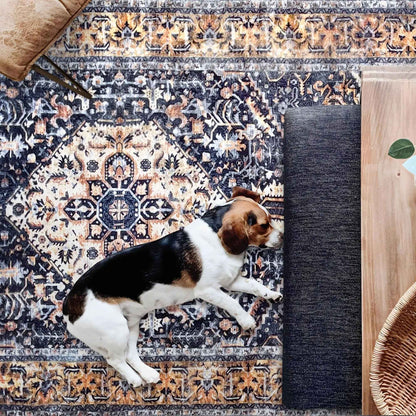 VIKAMA Persian Flannel Carpet Living Room Mat Hallway Mat Sofa Mat Bedroom Bedside Rug Long Rug Non-slip Washable Home Decor