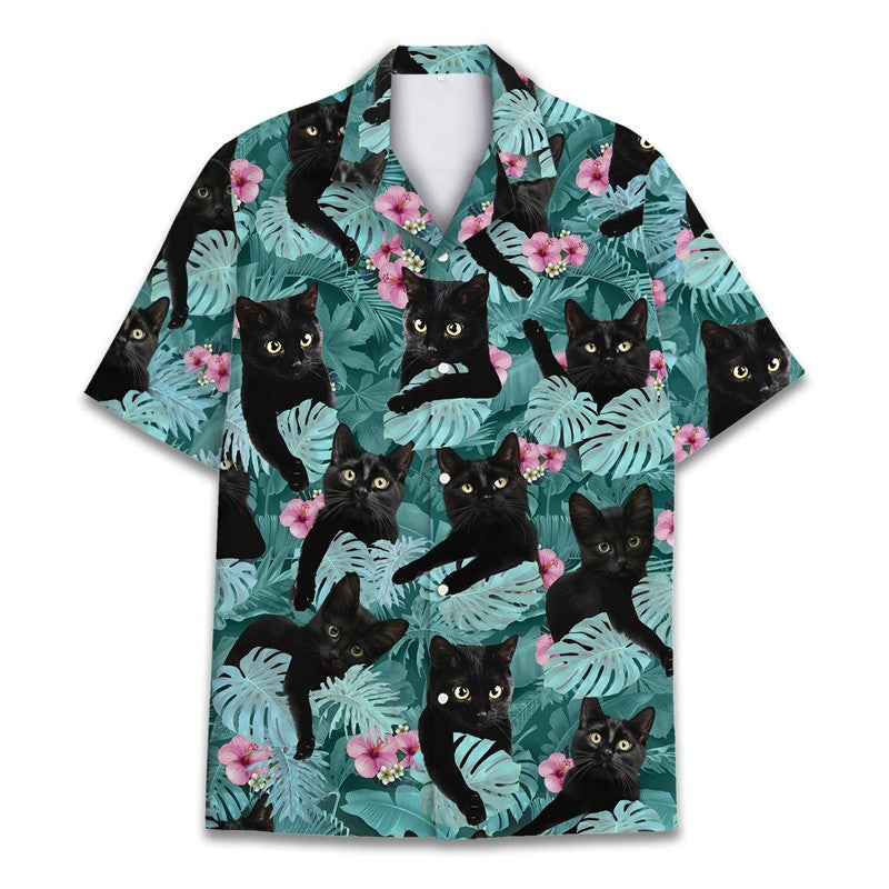 Funny Raccoon 3D Print Shirts For Men Hawaiian Casual Short Sleeve Lapel Blouse