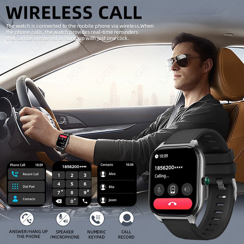 LIGE Novo Relógio Inteligente Rastreador GPS Masculino Feminino Esportes Fitness Monitor de Frequência Cardíaca Pulseira Masculina Chamada Bluetooth Smartwatch Feminino Masculino