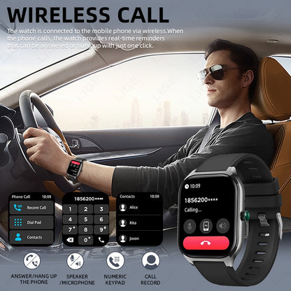 LIGE Novo Relógio Inteligente Rastreador GPS Masculino Feminino Esportes Fitness Monitor de Frequência Cardíaca Pulseira Masculina Chamada Bluetooth Smartwatch Feminino Masculino