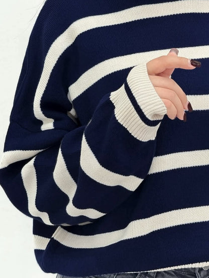 High Street Fashion Clothing New Style Fashion Striped Casual Long Sleeve Sweater Men Harajuku Y2K Warm Embroidered Long Sleeve