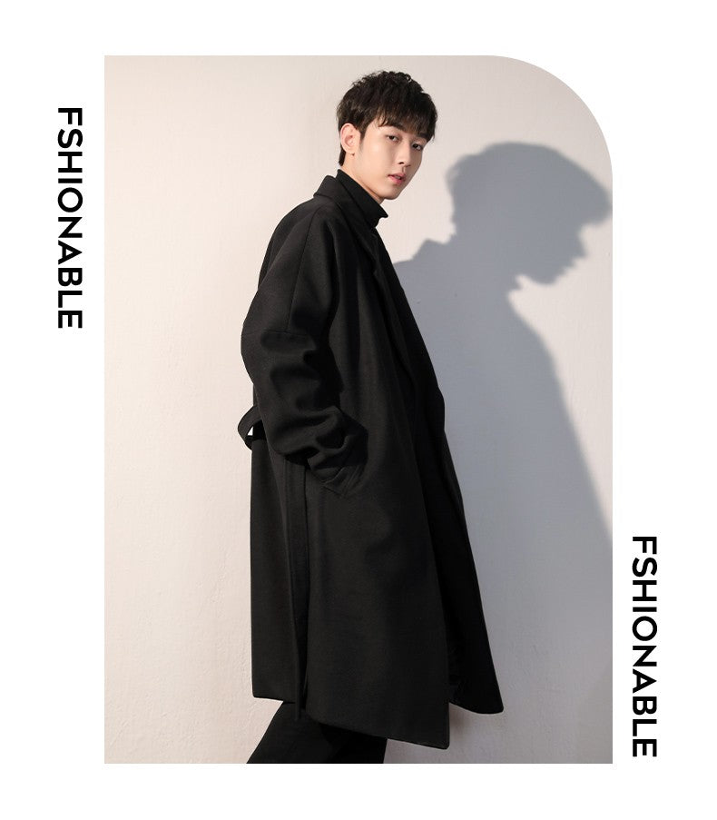 Men's Winter luxury Cardigans Trench Male Black Wool Overcoat Coat Black Long Padding Coat Men's Clothes Jac Windbreaker For Men