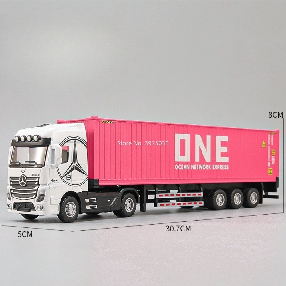 1:50 Modelos de Caminhões Pesados de Liga Leve Veículos de Contêiner Brinquedos Carro de Transporte em Miniatura com Luz e Música Pneus de Borracha Presentes para Crianças