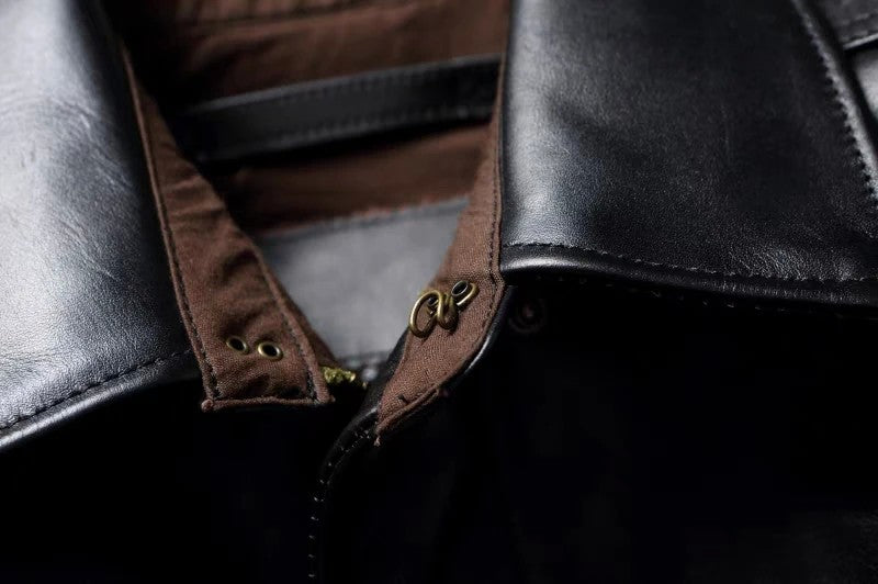 A2 Men's Bomber Jacket Tea Core Horse Leather Cropped Motorcycle Jacket Natural Leather Loose Coat Military Men's Leather Jacket
