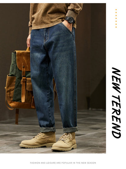 Men's 95% Cotton Jeans High Quality Loose Harem Pants Fashion Baggy Casual Outdoor Work Denim Pants Brand Men's Clothing