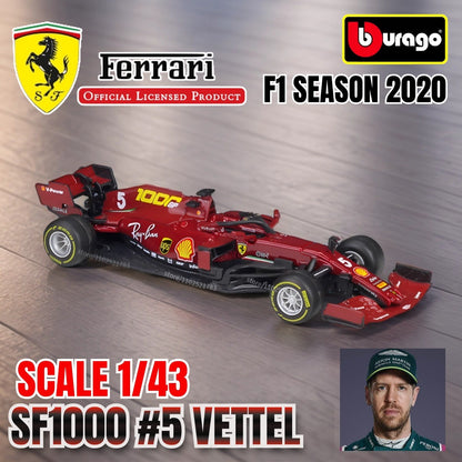 Bburago 1:43 Modelo de Carro de Corrida F1 Réplica em Miniatura Red Bull Mercedes Ferrari Veículo Presente de Natal Brinquedo Infantil para Amigo Menino