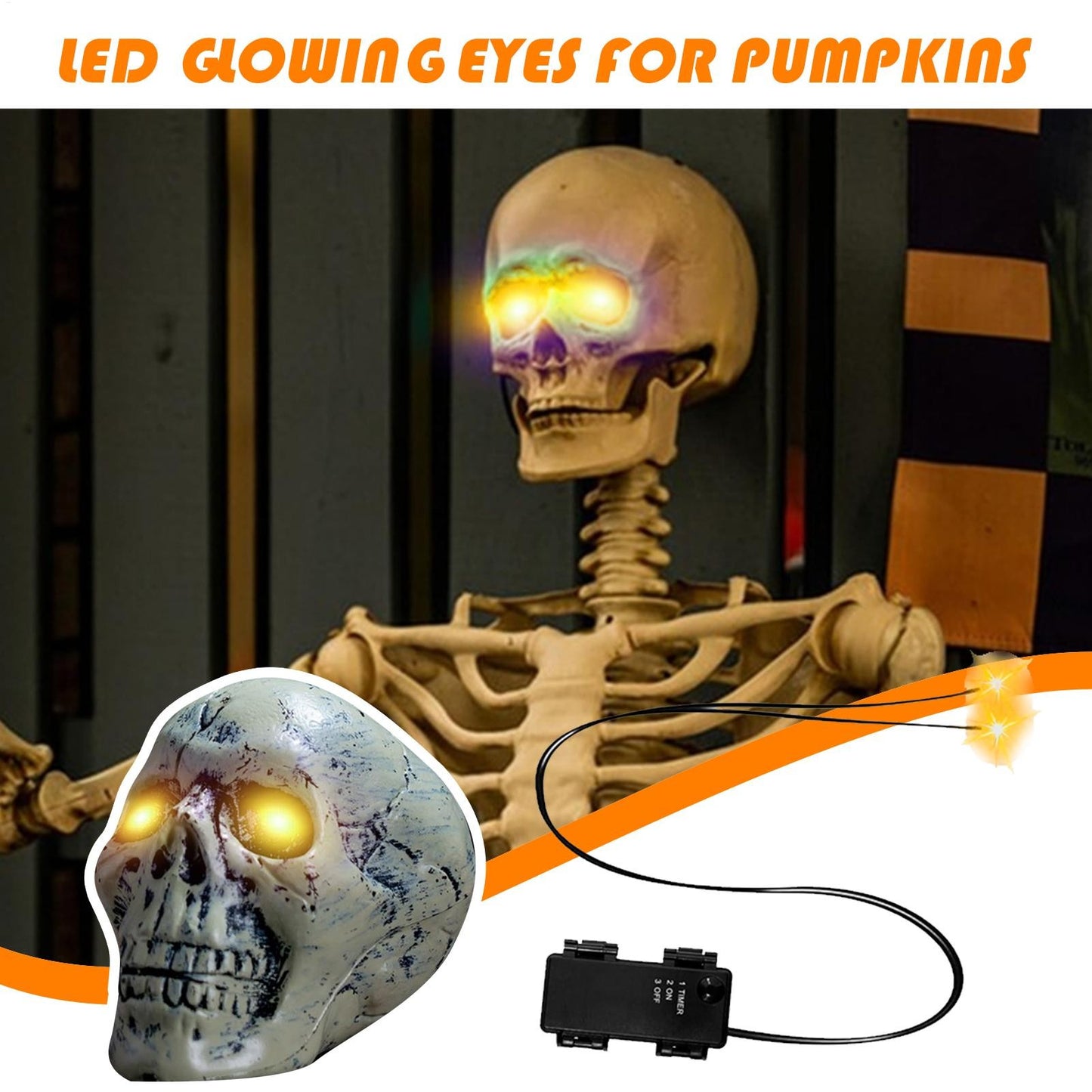 Halloween LED Glowing Eyes With Timer Light Up DIY Eyes For Skeleton Pumpkins Masks Tombstones Indoor Outdoor Horror Decors