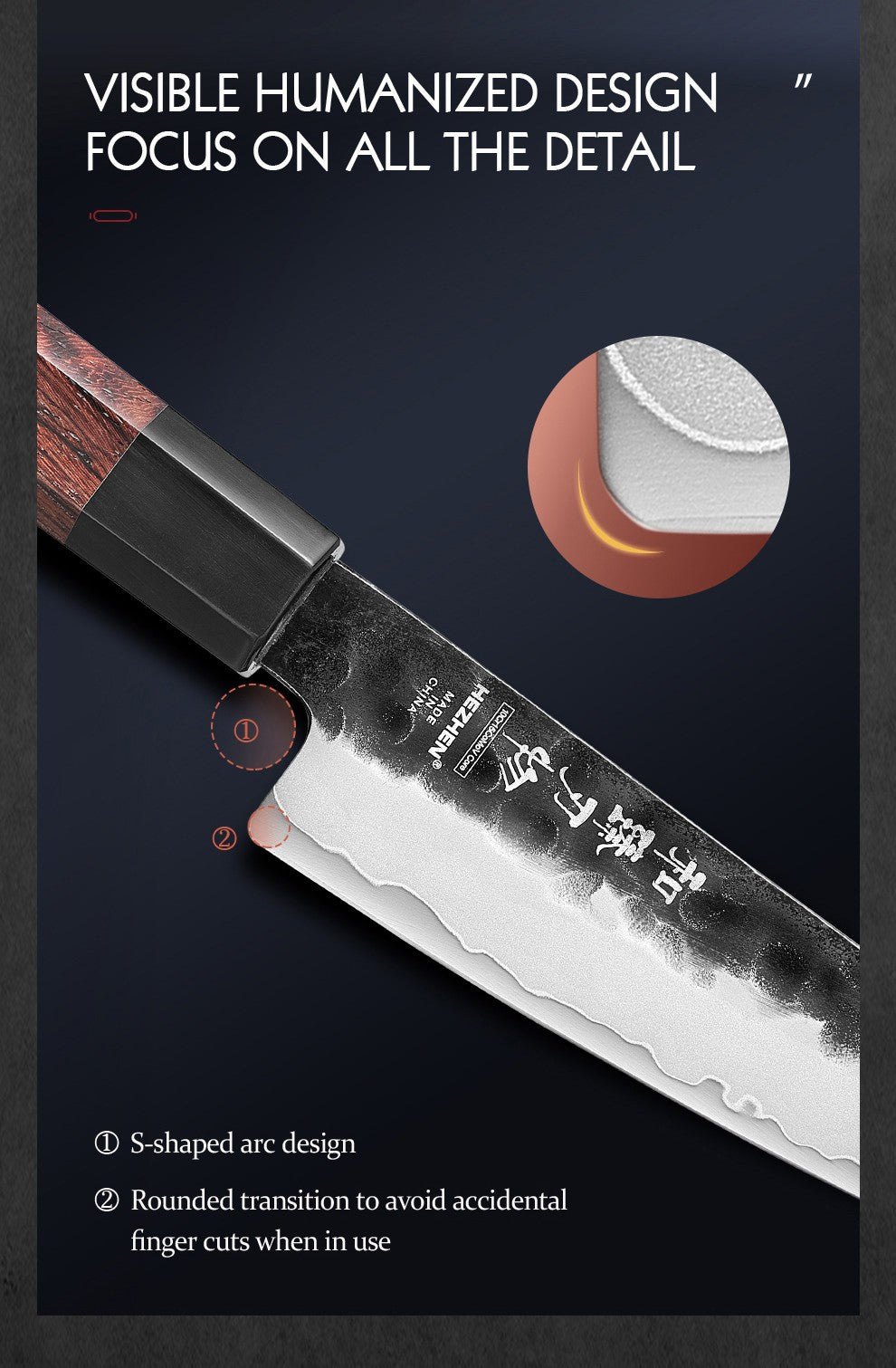 Conjunto de Facas de Cozinha HEZHEN 1-3PC Chef Utilitária Santoku Profissional Aço Revestido Japonês para Carne Faca de Cozinha Madeira Vermelha