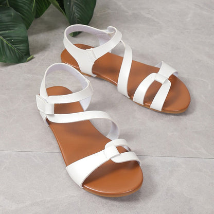 Women's Sandals Summer 2024 Flat Woman White Shoes Elegant Open Toe Beach Dress Flats for Women Outdoor Sandalias Plus Size 43