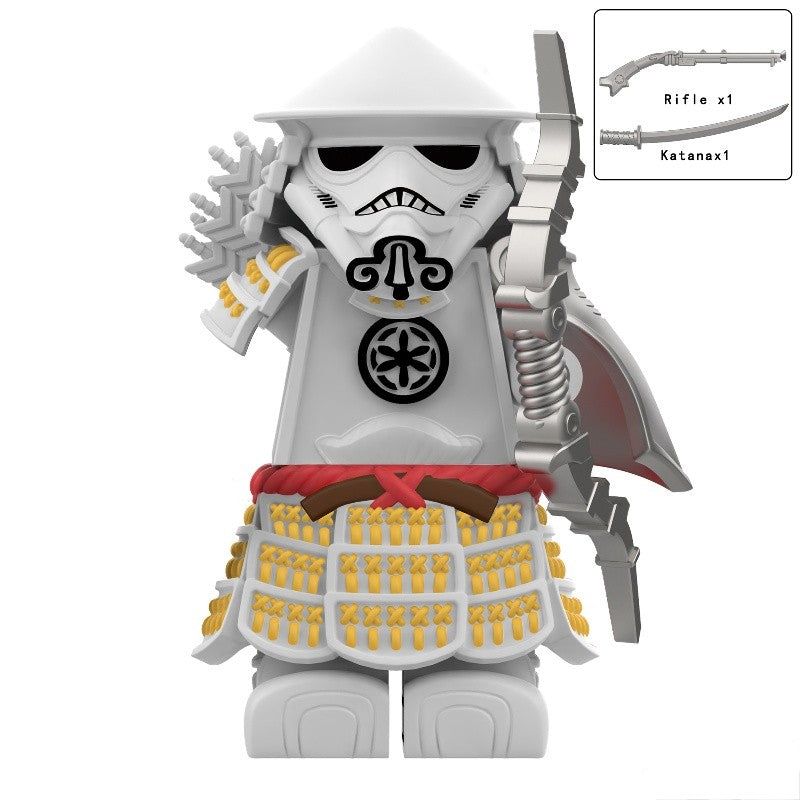 Armadura de Storm Samurai Trooper Soldado Branco Articulado DY325 com Armas (Pistola e Katana) - DY Minifigs
