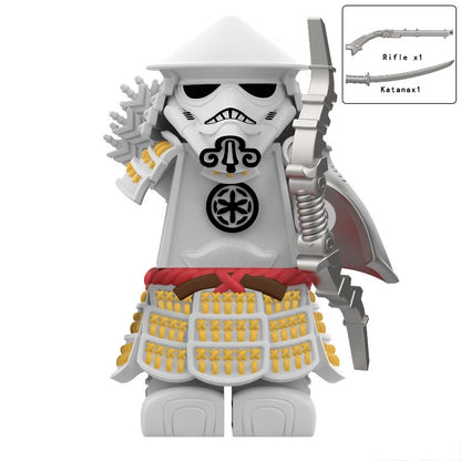 Armadura de Storm Samurai Trooper Soldado Branco Articulado DY325 com Armas (Pistola e Katana) - DY Minifigs
