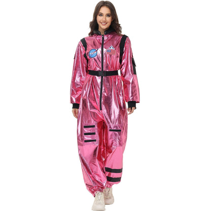 Adult Silver Astronaut Costume Men Women Spaceman Suit Space Jumpsuit Halloween Cosplay Party Dress Up