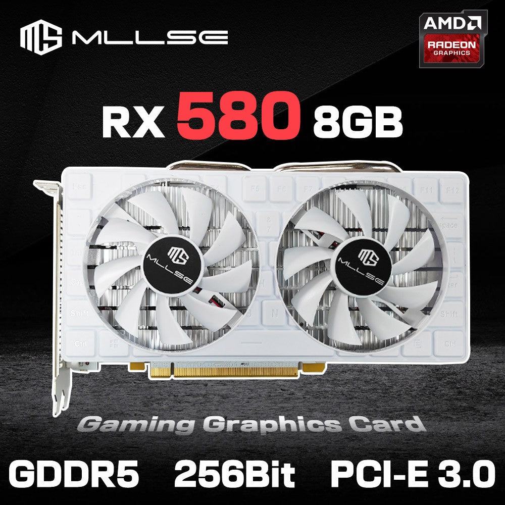 Placa de vídeo MLLSE AMD Radeon RX 580 8GB 2048SP branca GDDR5 DP HDMI DVI