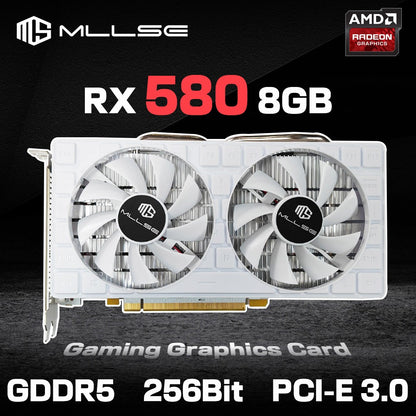 Placa de vídeo MLLSE AMD Radeon RX 580 8GB 2048SP branca GDDR5 DP HDMI DVI