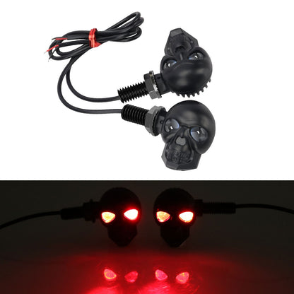 2x Mini Moto LED Luz de Seta Indicador de Seta em Formato de Caveira DRL Dianteiro Traseiro para Honda Yamaha Honda