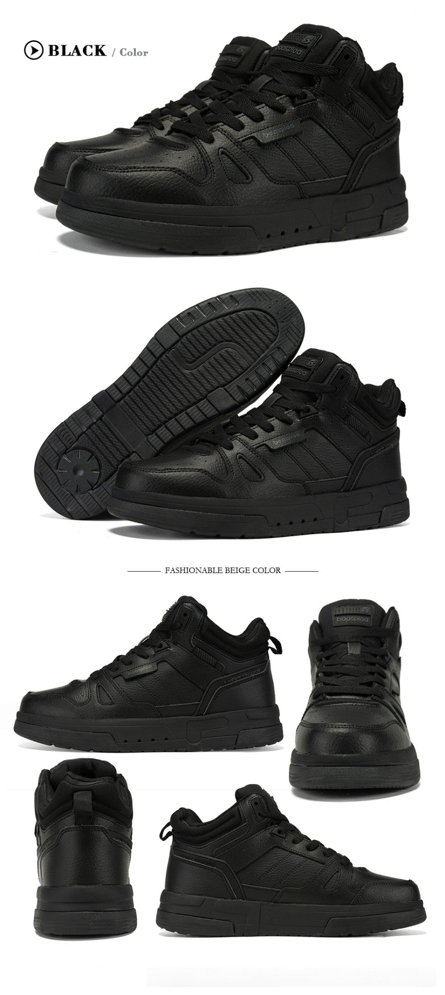 Baasploa Men Winter Sneakers Casual Skateboard Shoes for Men Comfort Plush Warm Cotton Shoes Non-Slip Outdoor Male Sneakers