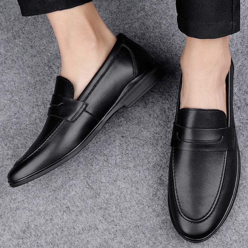 Classics Men's Brown Business Officially Shoes Leather Wedding Party Shoes for Men Quality Loafers Genuine Leather Pointed Shoes