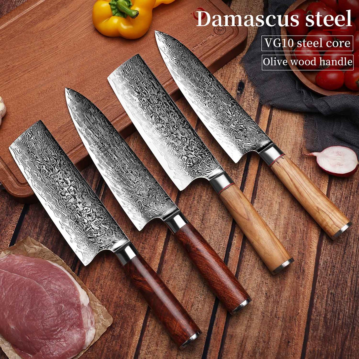 Faca de Chef Aço Damasco 67 Camadas Lâmina VG10 Cabo de Madeira Cutelo para Carne Legumes Faca de Cozinha Japonesa Nakiri Messer