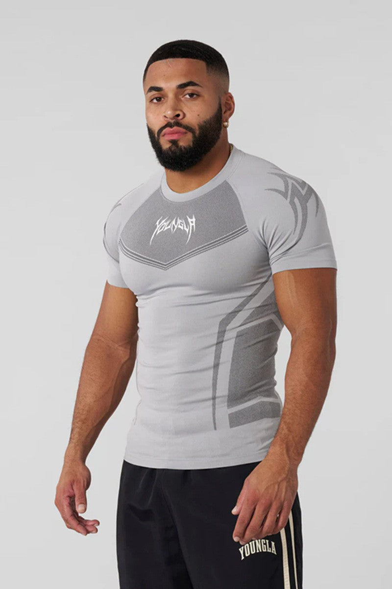New YOUNG LA Men's Fitness Sports T-shirt Tights Men High Elastic Training Clothing Short Sleeve Tops Fitness Thirts For Men