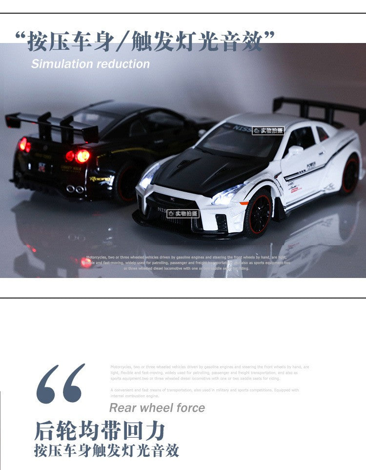 1:32 Nissan GTR R35 Carro de corrida em liga metálica Modelo de carro fundido de metal Brinquedo Veículo Modelo Coleção de carros em miniatura Simulação Presente de aniversário para meninos
