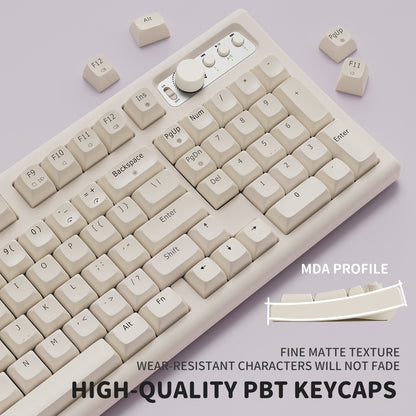 Teclado EWEADN V97 Cute Creamy, Teclado Gamer Sem Fio Bluetooth/2.4GHz com Retroiluminação RGB, Recarregável, Silencioso, para PC Gamer