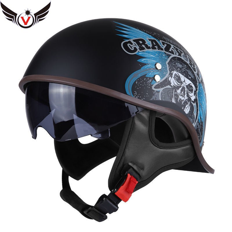 V Half-helmet for Harley Motorcycle Cocked Helmet Retro Helmet Lightweight Four Seasons Unisex Helmet Motorcycle Accessories