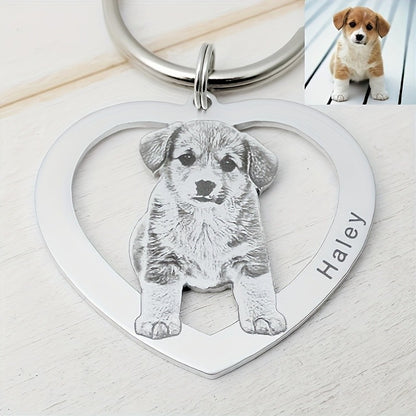 ?Customized Product?Personalized Stainless Steel Heart-Shaped Keychain - Customizable with family and couple photos, text, and date - Valentine's Day/Christmas gift - A memorable keepsake gift for family, couples, and pets