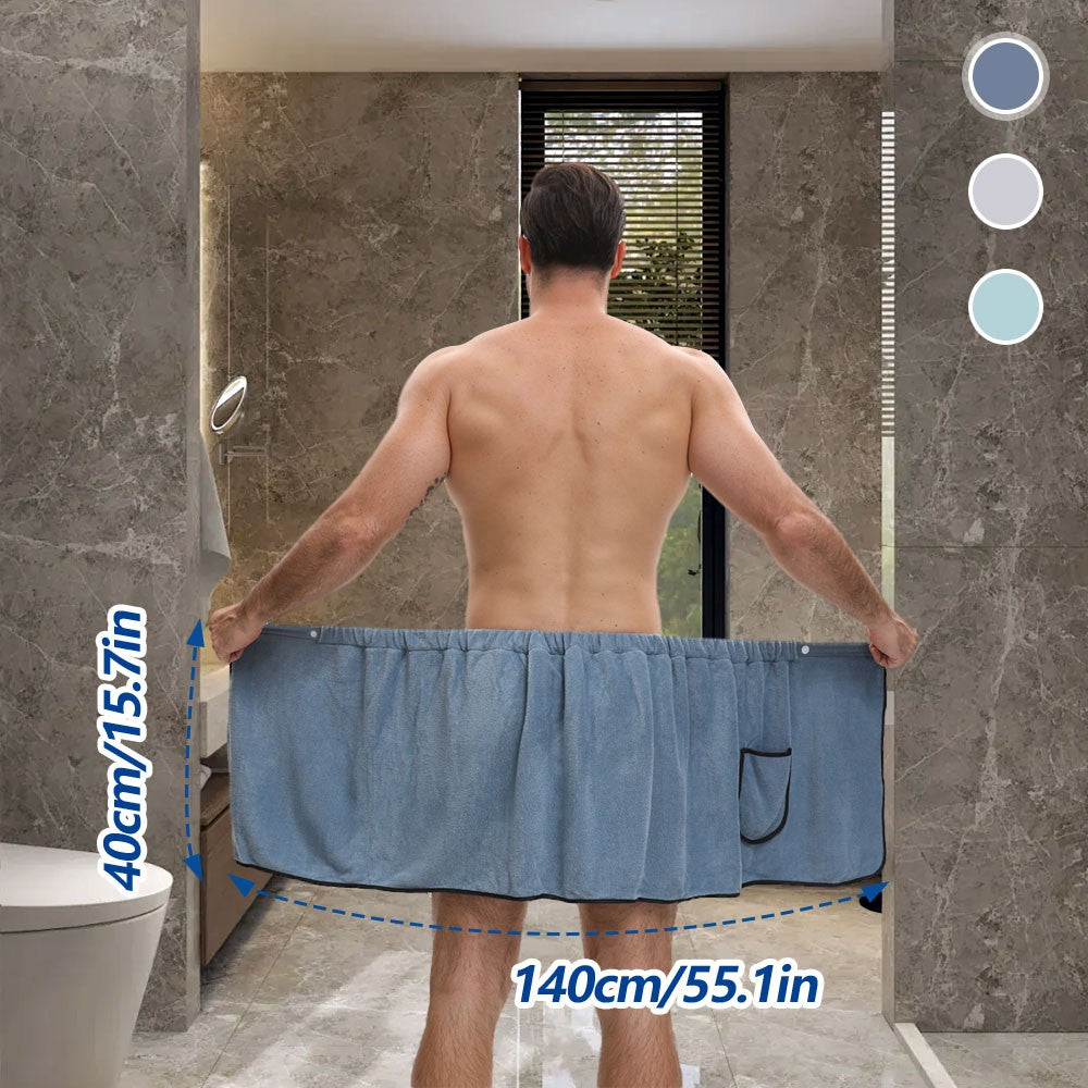 Saia de Banho Masculina de Hotel, Doméstica, Simples, Fibra Fina Ajustável, Tamanho Adequado para Homens com Peso Inferior a 90 KG.