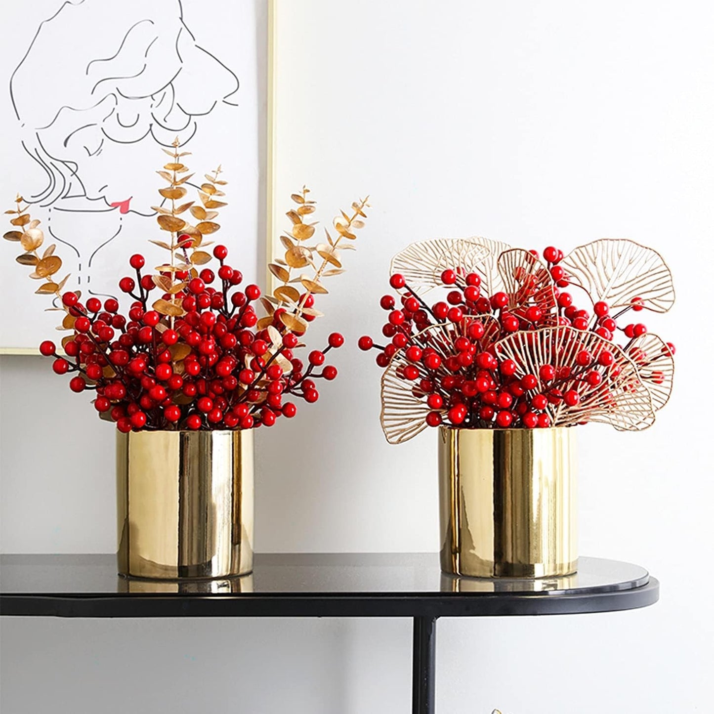 20/1Pcs Christmas Artificial Berries Fake Holly Berry Flower Stamen Bouquet DIY Christma Wreath Xmas New Year Gifts Table Decor