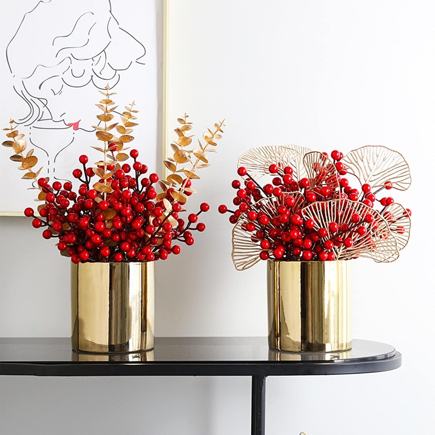 20/1Pcs Christmas Artificial Berries Fake Holly Berry Flower Stamen Bouquet DIY Christma Wreath Xmas New Year Gifts Table Decor