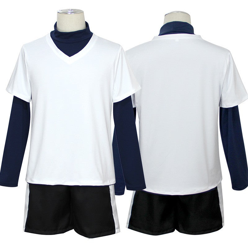 ?Wetrose?In Stock Killua Zoldyck Cosplay Costume Hunter × X Hantaa Kirua Zaoldyeck T Shirt Full Set Wig Halloween Xmas New