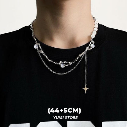 Colar de aço de titânio estrela preta para homens e mulheres, pingente de cruz moderno, colar de camisola, joias de hip hop, acessórios masculinos kpop