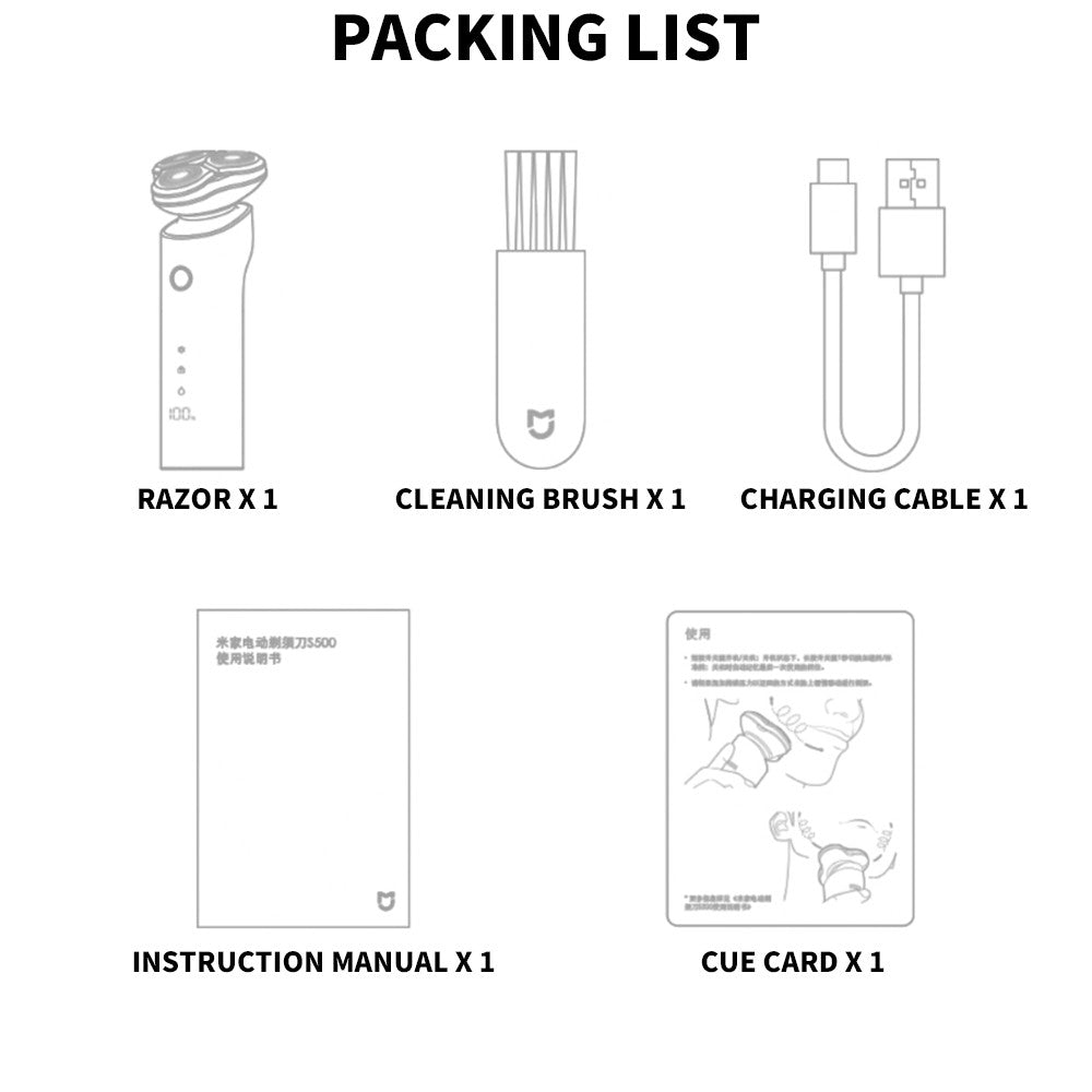 XIAOMI MIJIA S500 Electric Shaver Dry Wet Shaving Triple Blade Trimmer Beard Floating Head Men's Shaver Electric Razors Machine