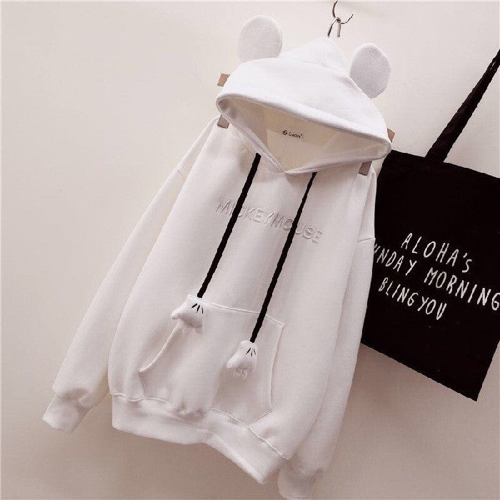 Disney Cartoon Mickey Mouse Cute Fleece Sweatshirt Autumn and Winter New Casual Warm Trend Fashion Student Hoodie Gift