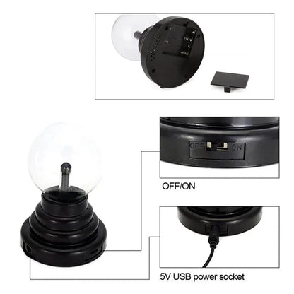 Plasma Lamp Eu Plug Light Static Globe Glass Ball Lightning Magic Electricity Powered Sensitive Touch Usb Red Bulb Battery 6Inch