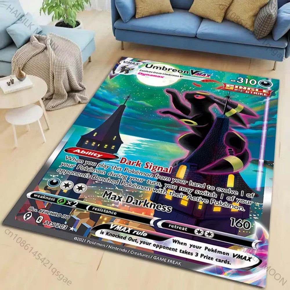 MINISO Pokemon Card Pikachu Charizard Print Playful Rug Vibrant Gaming Mat for Living Room Bedroom Sofa Area Home Decor Doormat