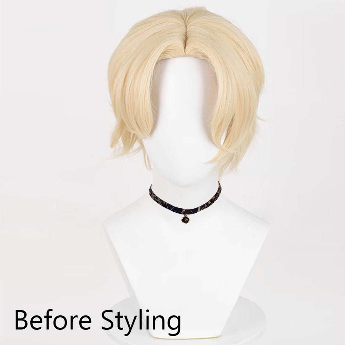 Blonde Men Cosplay Short Synthetic Straight Wigs Middle Part Anime Game Fluffy Wig Heat Resistant for Daily Party
