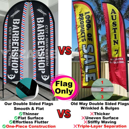 Barber Shop Feather Flag 11FT Barbershop Sign Outside Windless Banner Feather Swooper Flag for Shop Advertising Business Outdoor