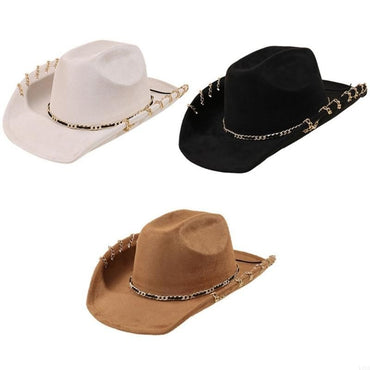 L5YA Elegant Homburg Hat for Men Women Unisex Wear Vintage Top Hat Cowboy Costume