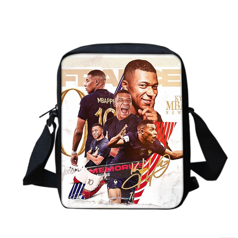 M-Mbappe Conjunto de 3 Peças Bolsa Escolar Mochila Esportiva de Futebol com Bolsas de Ombro Estojo para Canetas Mochila Escolar Jogador Estrela para Melhor Presente
