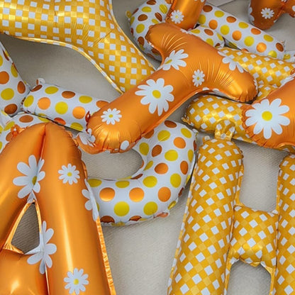 Daisy Flowers Happy Birthday Letter Balloon Flower Aluminum Foil Balloon with Birthday Hat Birthday Party Decoration Supplies