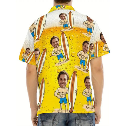 Hip Hop Beer Party Personality Custom Photo Shirt Unisex Leisure Funny Banana Pepper Pattern Hawaiian Shirts Humour Gift Shirt