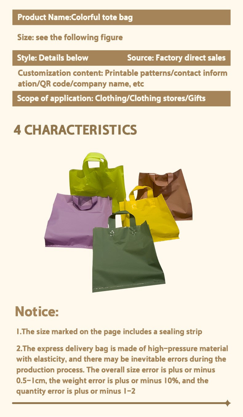 50pcs frosted tote bags cosmetics store gift bags printed logo simple fashion packaging bags plastic bags custom wholesale